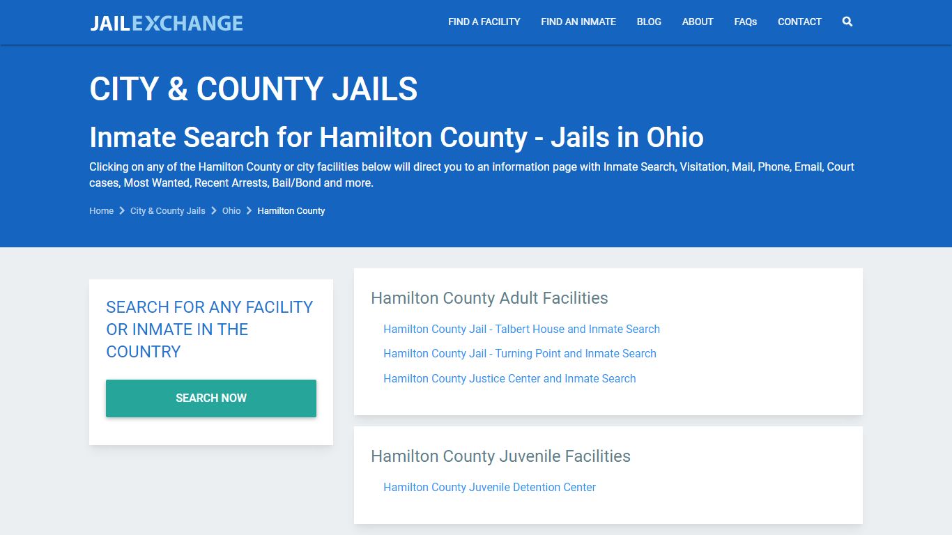 Inmate Search for Hamilton County | Jails in Ohio - JAIL EXCHANGE